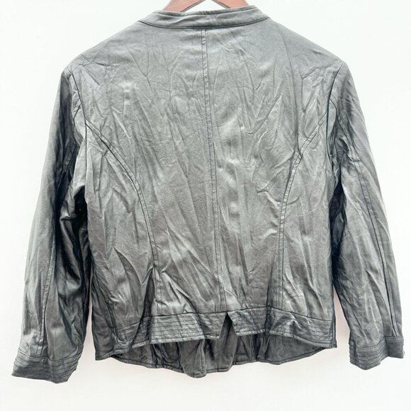 Costa Blanca Vegan Leather Black Jacket Wrinkled Look Size Large - Picture 7 of 16